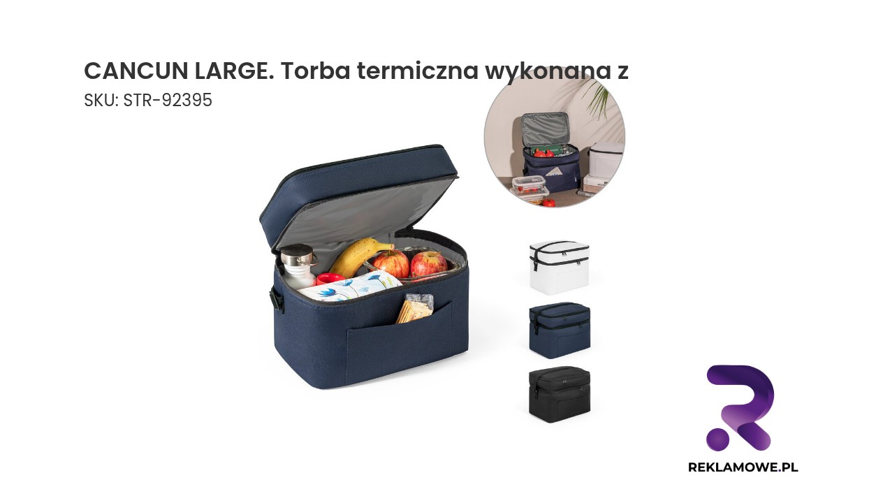 CANCUN LARGE. Torba termiczna wykonana z poliestru 600D pochodzącego z recyklingu, z regulowanym paskiem CANCUN LARGE – torba termiczna wykonana z materiału