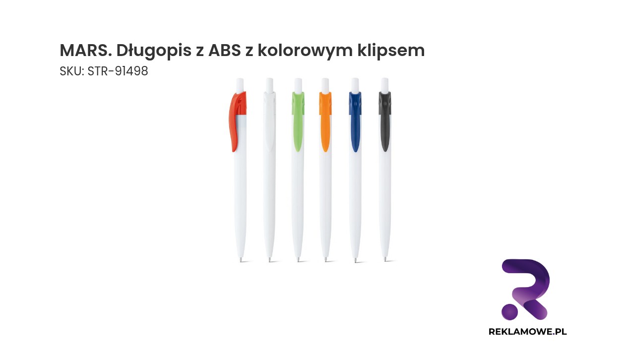 MARS. Długopis z ABS z kolorowym klipsem MARS długopis z ABS z kolorowym klipsem – zdjęcie produktu