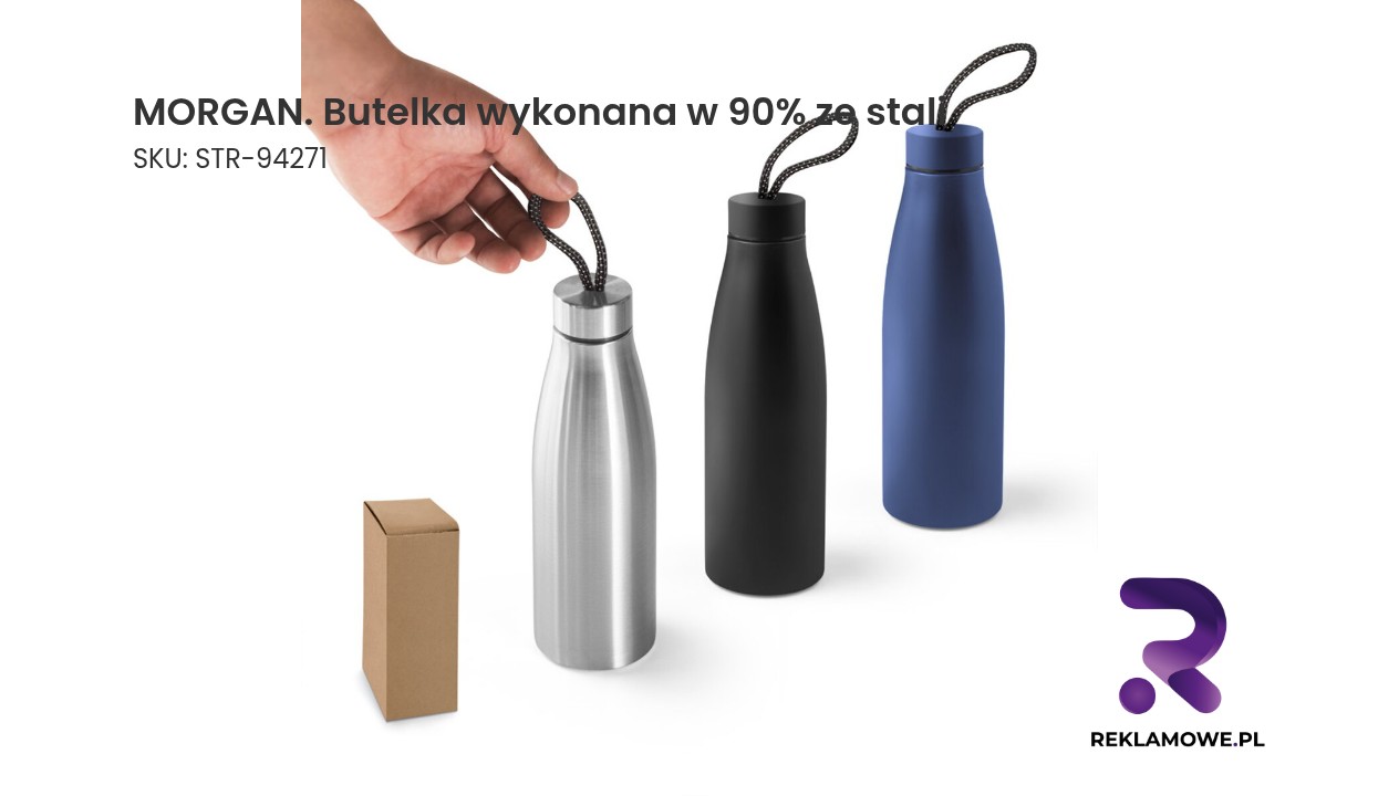 MORGAN. Butelka wykonana w 90% ze stali nierdzewnej pochodzącej z recyklingu 710 mL MORGAN butelka wykonana w 90% ze stali – trwała butelka wielokrotnego użytku